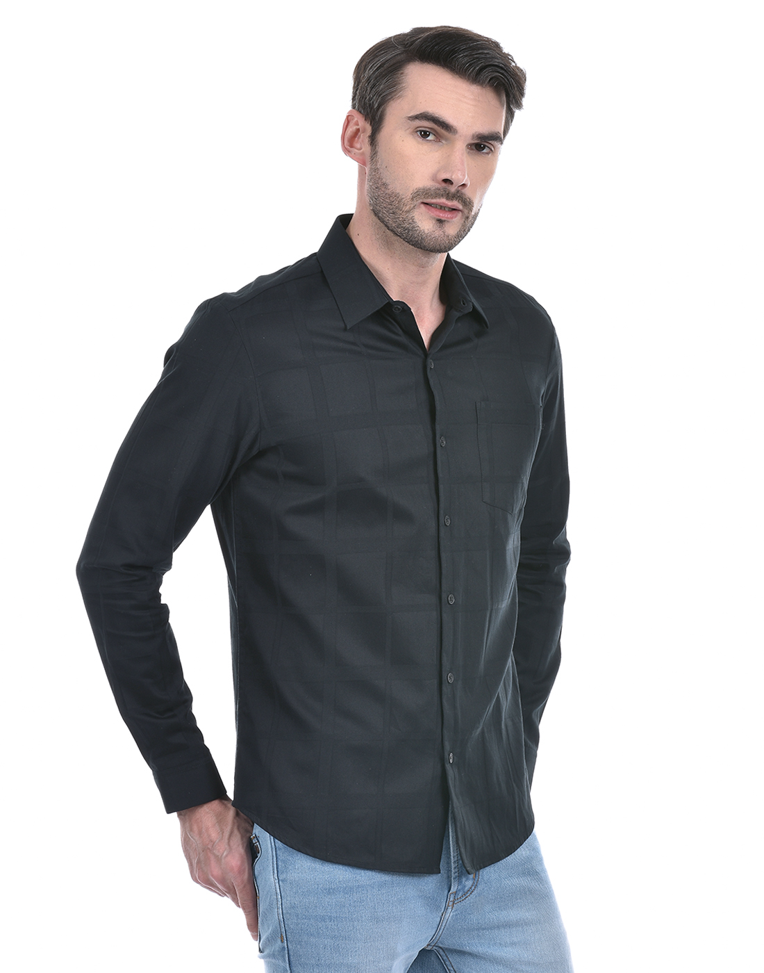 Numero Uno Men Checkered Black Shirt